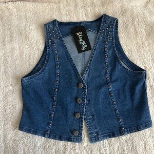 Denim Studded Vest SZ S/M